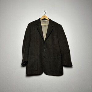VTG Hunt Club Lamb Wool Blazer Sport Coat Jacket Men 40R Brown Classic Prep 90s